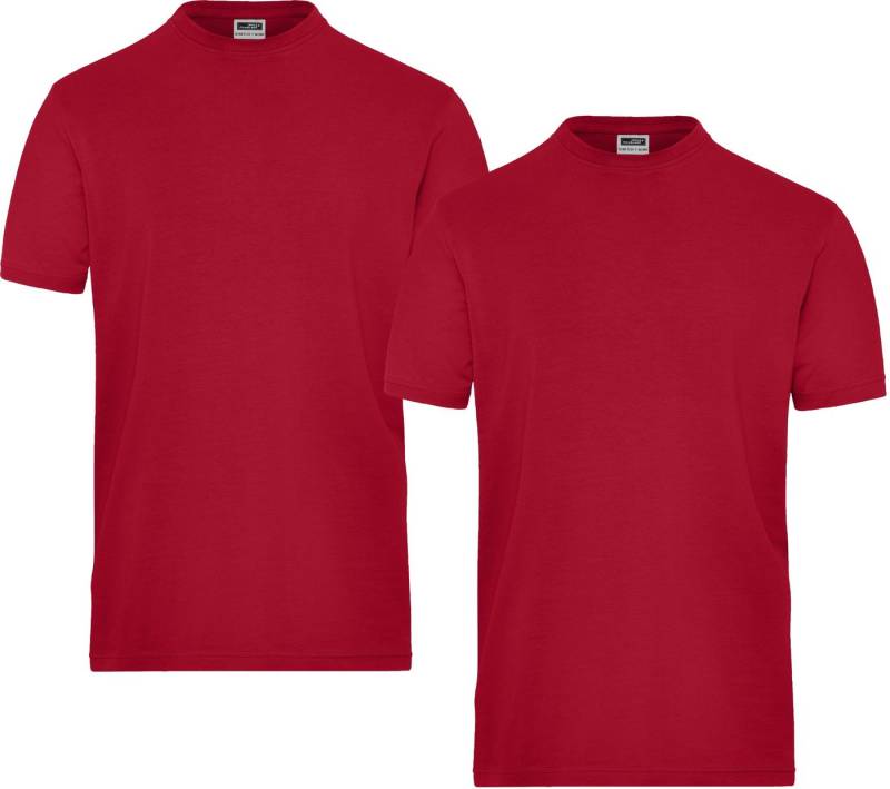 James & Nicholson T-Shirt Doppelpack elastisches Herren T-Shirt Bio Workwear-T Stretch JN1802 (Doppelpack, 2er-Pack) Hochwertige Bio-Baumwolle von James & Nicholson