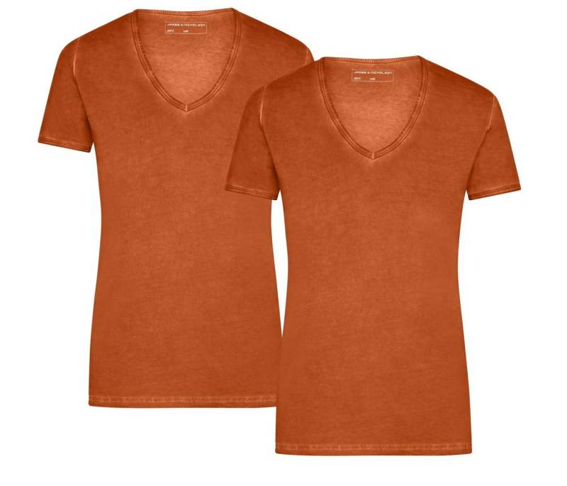 James & Nicholson T-Shirt Doppelpack T-Shirt mit V-Ausschnitt JN975 (Doppelpack, 2er-Pack) mit aufwändiger Spray Print Technik von James & Nicholson