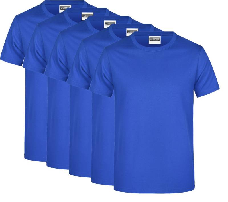 James & Nicholson T-Shirt 5er-Pack Klassisches Herren T-Shirt in Single-Jersey-Qualität JN797 (Spar-Set, 5er-Pack) Single Jersey Basic Shirt von James & Nicholson