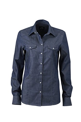 James & Nicholson Trendige Jeansbluse Modern Fit (L, dark-denim) von James & Nicholson