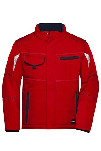 James & Nicholson Winter Workwear Softshell Jacke - Gefütterte Arbeitsjacke aus funktionellem Softshell | Farbe: red/navy | Grösse: XXL von James & Nicholson