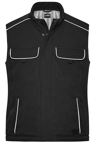 James & Nicholson Winter Workwear Softshellweste - Warm wattierte Weste aus funktionellem Softshell | Farbe: black | Grösse: XXL von James & Nicholson