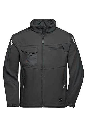 James & Nicholson Workwear Softshell Jacke - Funktionelle Arbeitsjacke für die Übergangszeit | Farbe: black/black | Grösse: L von James & Nicholson