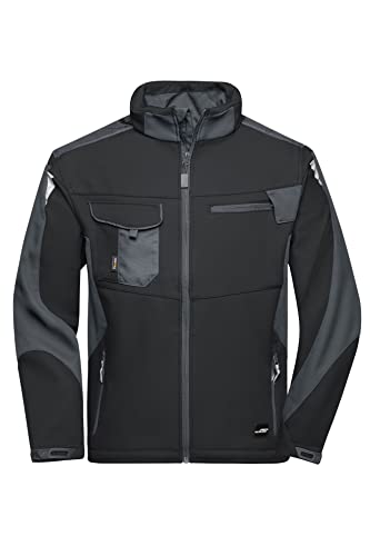James & Nicholson Workwear Softshell Jacke - Funktionelle Arbeitsjacke für die Übergangszeit | Farbe: black/carbon | Grösse: XL von James & Nicholson