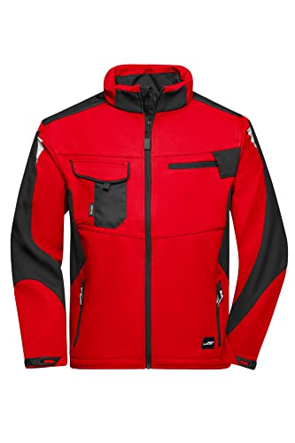 James & Nicholson Workwear Softshell Jacke - Funktionelle Arbeitsjacke für die Übergangszeit | Farbe: red/black | Grösse: L von James & Nicholson