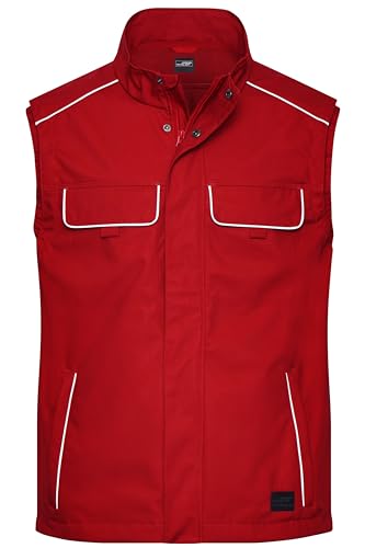 James & Nicholson Workwear Softshellweste Light - Hochwertige Weste aus robustem Softshell | Farbe: red | Grösse: L von James & Nicholson
