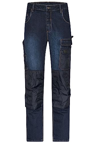 James & Nicholson Workwear Stretch-Jeans - Robuste Arbeitshose aus Stretch-Denim-Jeans | Farbe: Blue-Denim | Grösse: 102 von James & Nicholson