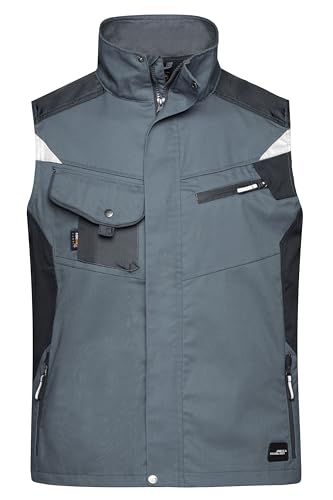 James & Nicholson Workwear Weste - Robuste Arbeitsweste mit vielen Taschen und CORDURA® Verstärkung | Farbe: carbon/black | Grösse: M von James & Nicholson