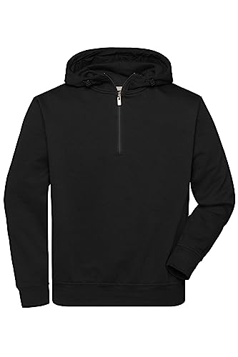 James & Nicholson Workwear Zip Hoody - Strapazierfähiges Kapuzen-Sweatshirt mit kurzem Reißverschluss | Farbe: Black | Grösse: M von James & Nicholson