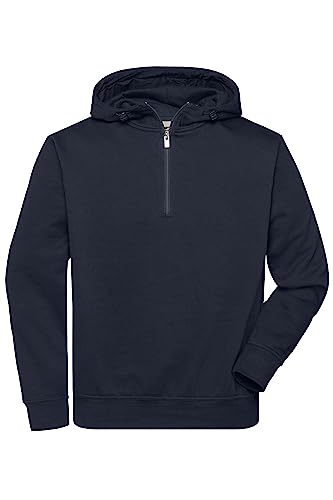 James & Nicholson Workwear Zip Hoody - Strapazierfähiges Kapuzen-Sweatshirt mit kurzem Reißverschluss | Farbe: Navy | Grösse: L von James & Nicholson