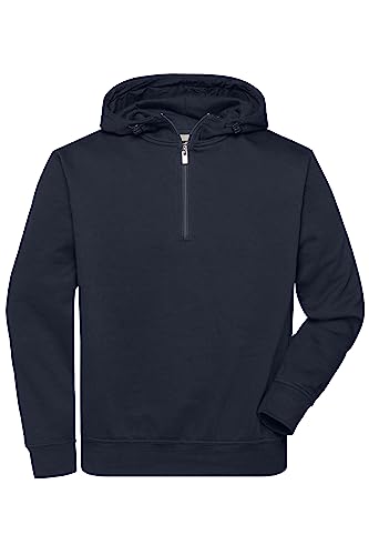 James & Nicholson Workwear Zip Hoody - Strapazierfähiges Kapuzen-Sweatshirt mit kurzem Reißverschluss | Farbe: Navy | Grösse: S von James & Nicholson