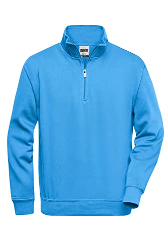 James & Nicholson Workwear Zip Sweat - Strapazierfähiges Sweatshirt mit kurzem Reißverschluss | Farbe: Aqua | Grösse: L von James & Nicholson