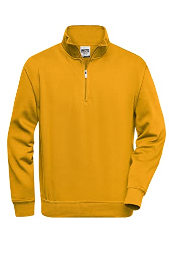 James & Nicholson Workwear Zip Sweat - Strapazierfähiges Sweatshirt mit kurzem Reißverschluss | Farbe: Gold-Yellow | Grösse: XXL von James & Nicholson