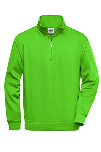 James & Nicholson Workwear Zip Sweat - Strapazierfähiges Sweatshirt mit kurzem Reißverschluss | Farbe: Lime-Green | Grösse: 3XL von James & Nicholson