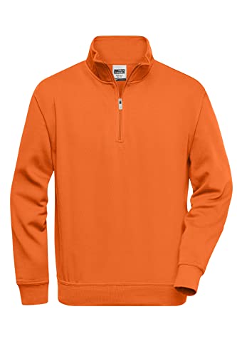 James & Nicholson Workwear Zip Sweat - Strapazierfähiges Sweatshirt mit kurzem Reißverschluss | Farbe: orange | Grösse: L von James & Nicholson