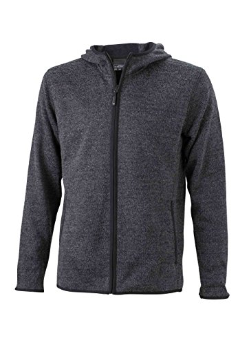 Kapuzenjacke aus Strickfleece in Melangeoptik für Herren von James & Nicholson