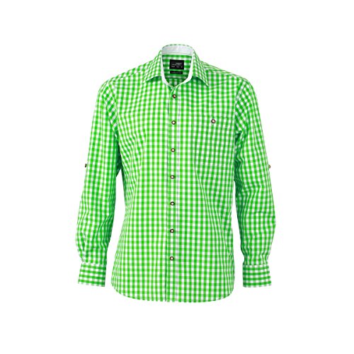 Karo Popelin Trachten Hemd - Farbe: Green/White - Größe: XXL von James & Nicholson