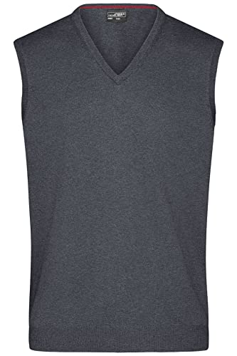 James & Nicholson Herren V-Pullunder - Klassisch Geschnittener Pullunder aus hochwertiger Baumwolle | Farbe: Anthracite-Melange | Grösse: 3XL von James & Nicholson