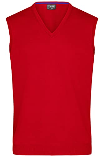 James & Nicholson Herren V-Pullunder - Klassisch geschnittener Pullunder aus hochwertiger Baumwolle | Farbe: red | Grösse: XL von James & Nicholson