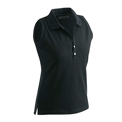 Ladies Elastic Polo Sleeveless - Damen Kurzarm Polo, Größen:S;Farbe:black von James & Nicholson