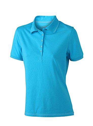 Ladies' Elastic Polo | aqua/white | M im digatex-package von James & Nicholson