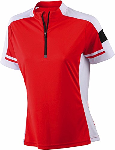 Ladies Radsport Funktionsshirt mit 1/4 Reißverschluss, Größe:S;Farbe:Red S,Red von James & Nicholson