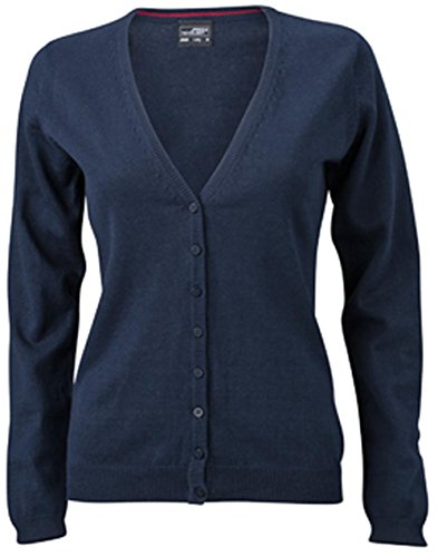 James & Nicholson Damen Strickjacke - Lässige geknöpfte Jacke aus leichtem Baumwollstrick | Farbe: Navy | Grösse: L von James & Nicholson