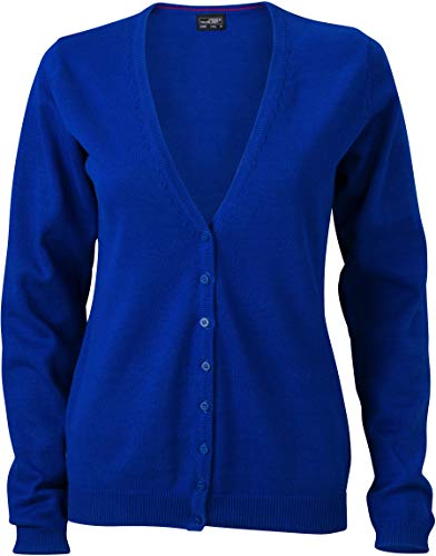 James & Nicholson Damen Strickjacke - Lässige geknöpfte Jacke aus leichtem Baumwollstrick | Farbe: royal | Grösse: L von James & Nicholson