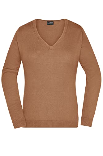 Ladies' V-Neck Pullover - taillierter Damen V-Neck Pullover L,Camel von James & Nicholson