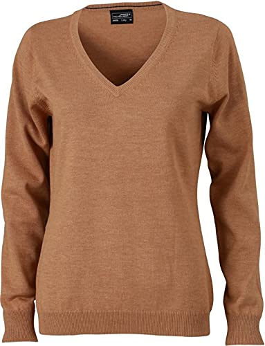 Ladies' V-Neck Pullover - taillierter Damen V-Neck Pullover M,Camel von James & Nicholson