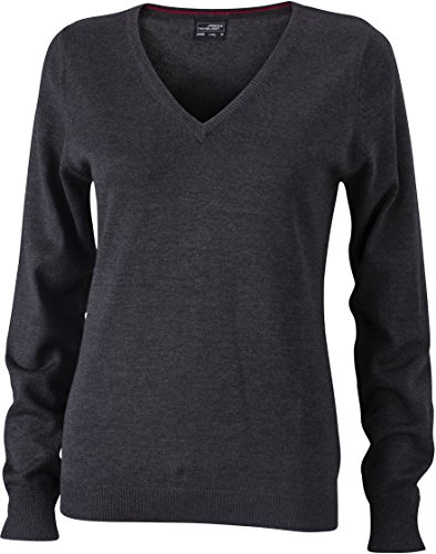 James & Nicholson Damen V-Pullover - Leichter Strickpullover in hochwertiger Ausführung | Farbe: Anthracite-Melange | Grösse: XXL von James & Nicholson