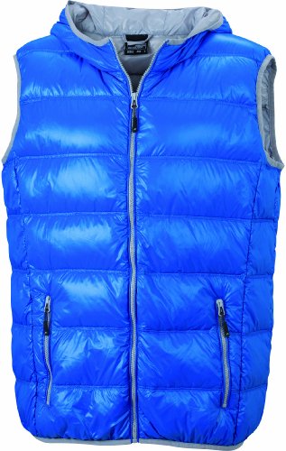 Leichter Daunen Kapuzen Bodywarmer - Farbe: Blue/Silver - Größe: 3XL von James & Nicholson