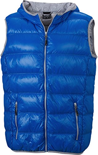 Leichter Daunen Kapuzen Bodywarmer - Farbe: Blue/Silver - Größe: L von James & Nicholson