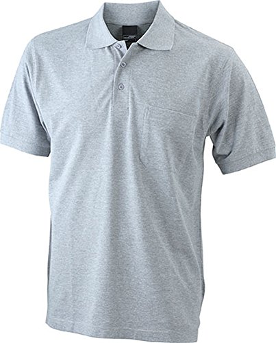 Men's Polo Pocket | grey-heather | XXL im digatex-package von James & Nicholson