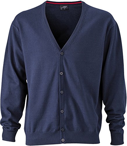 Herren-Cardigan mit V-Ausschnitt - Cardigan für Herren mit V-Ausschnitt Gr. 52, marineblau von James & Nicholson
