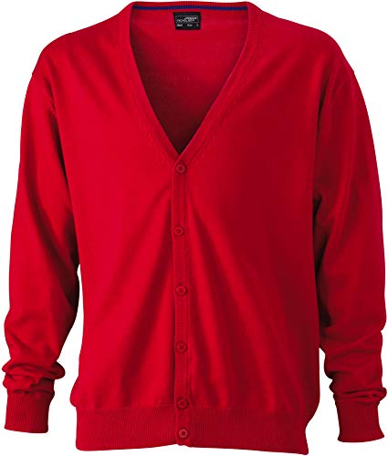 Herren-Cardigan mit V-Ausschnitt - Cardigan für Herren mit V-Ausschnitt Gr. XL, rot - rot von James & Nicholson