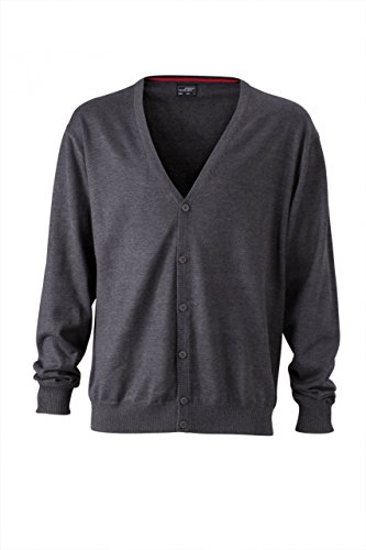 Herren-Cardigan mit V-Ausschnitt - Cardigan für Herren mit V-Ausschnitt Gr. XL, melange anthracite von James & Nicholson