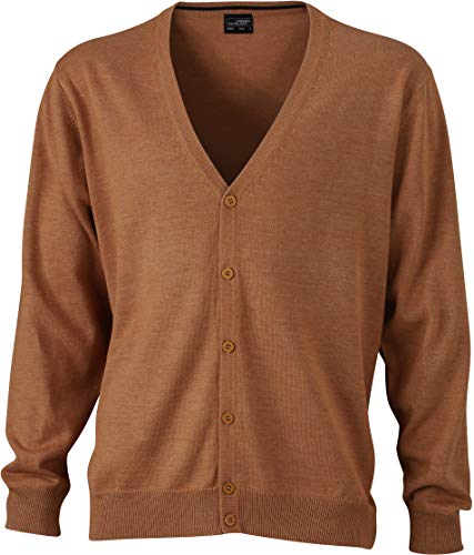 Herren-Cardigan mit V-Ausschnitt - Cardigan für Herren mit V-Ausschnitt Gr. XXL, Marron - Camel von James & Nicholson