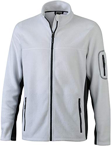 Microfleece Jacke - Farbe: White/Carbon - Größe: L von James & Nicholson