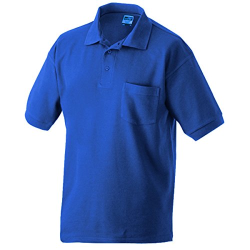 Piqué Polo Brusttasche - Farbe: Royal - Größe: XXL von James & Nicholson