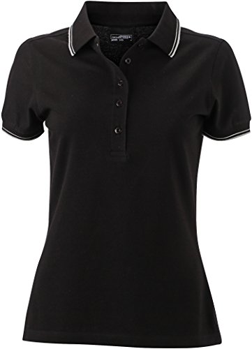 Piqué Polo - Farbe: Black/White - Größe: M von James & Nicholson