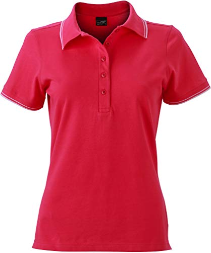 Piqué Polo - Farbe: Pink/White - Größe: XL von James & Nicholson