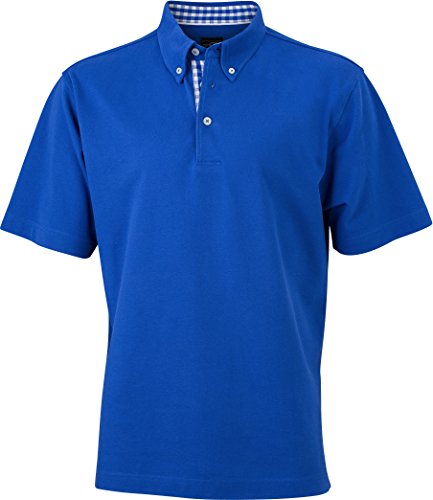 Plain Poloshirt Modischem Karoeinsatz - Farbe: Royal/Royal/White - Größe: L von James & Nicholson