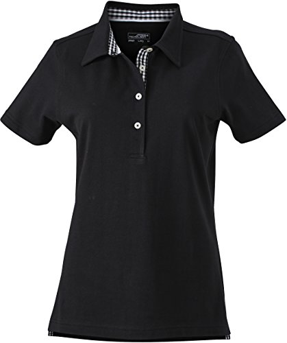 Polo Shirt Karo-Optik - Farbe: Black/Black/White - Größe: XL von James & Nicholson