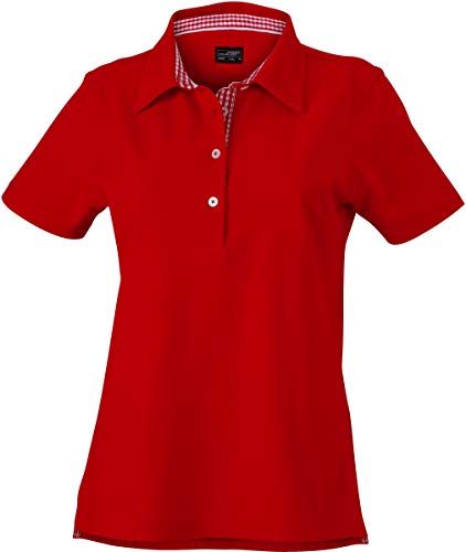 Polo Shirt Karo-Optik - Farbe: Red/Red/White - Größe: L von James & Nicholson