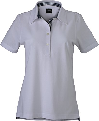 Polo Shirt Karo-Optik - Farbe: White/Navy/White - Größe: XL von James & Nicholson