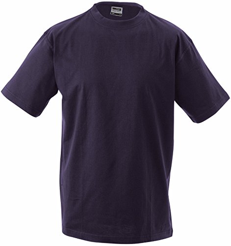 Schweres T-Shirt ohne Seitennähte - Farbe: Aubergine - Größe: 3XL von James & Nicholson