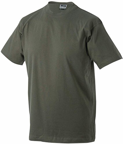 Schweres T-Shirt ohne Seitennähte - Farbe: Olive - Größe: 3XL von James & Nicholson