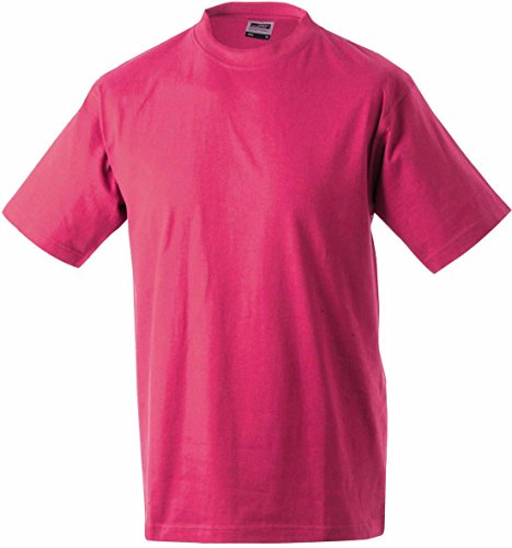 Schweres T-Shirt ohne Seitennähte - Farbe: Pink - Größe: 4XL von James & Nicholson