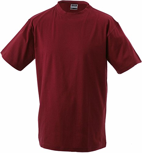 Schweres T-Shirt ohne Seitennähte - Farbe: Wine - Größe: 3XL von James & Nicholson